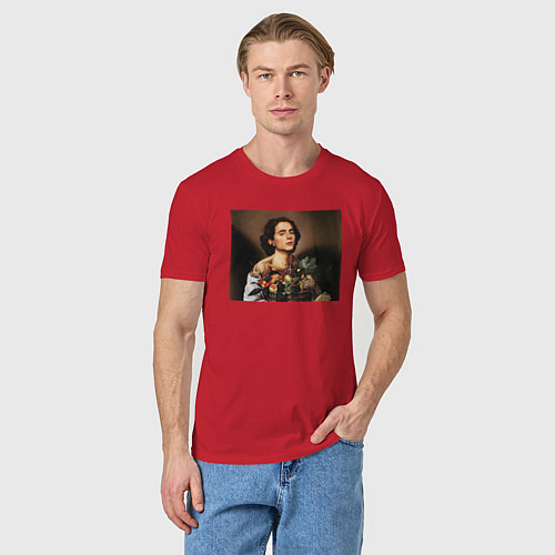 Мужская футболка Тимоти Шаламе картина корзина с фруктами Timothee / Красный – фото 3