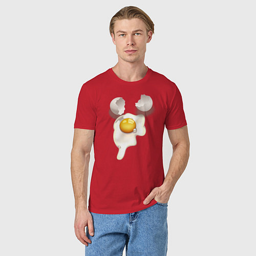 Мужская футболка Яйцо разбитое / Красный – фото 3