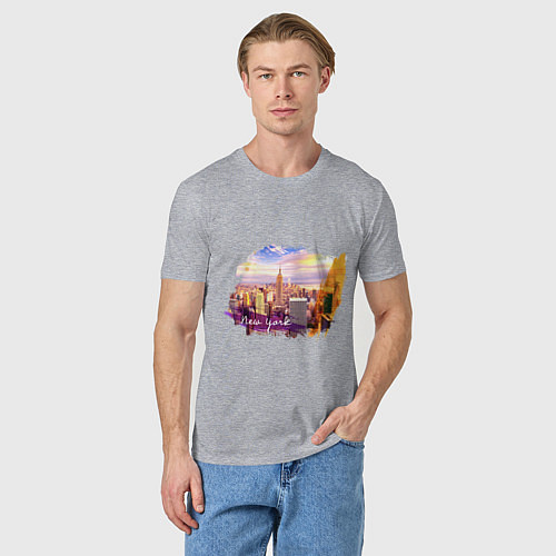 Мужская футболка Города и страны Нью-Йорк США / Меланж – фото 3