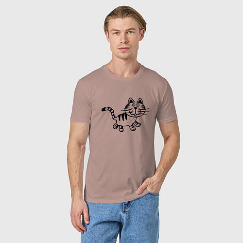 Мужская футболка Черный кот / Пыльно-розовый – фото 3