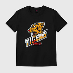 Футболка хлопковая мужская Team Tigers, цвет: черный