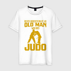 Футболка хлопковая мужская Old Man Judo, цвет: белый