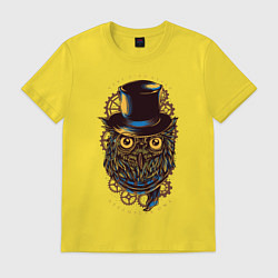 Футболка хлопковая мужская Сова с пенсне, цвет: желтый