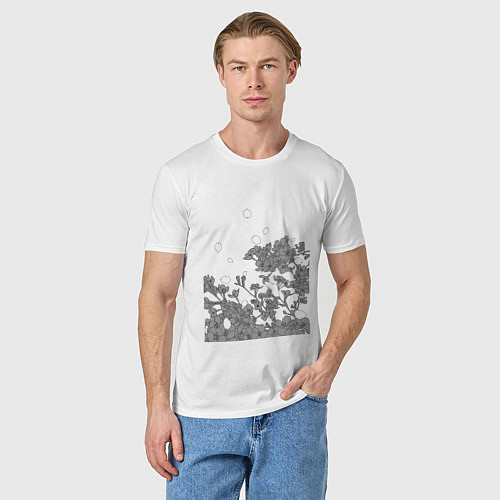 Мужская футболка Сакура в минимализме / Белый – фото 3