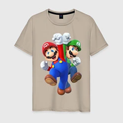 Футболка хлопковая мужская Mario Bros, цвет: миндальный