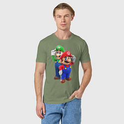 Футболка хлопковая мужская Mario Bros, цвет: авокадо — фото 2