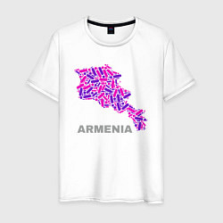 Футболка хлопковая мужская Карта - Армения, цвет: белый
