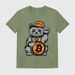 Футболка хлопковая мужская Крипто-кот, цвет: авокадо