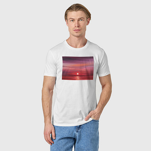 Мужская футболка Сочный закат на море / Белый – фото 3