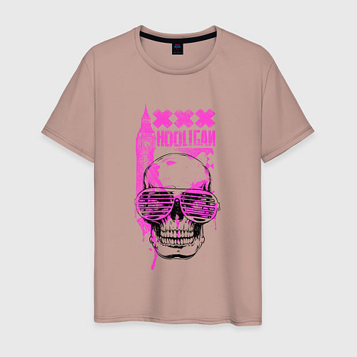Мужская футболка Череп Хулиган / Пыльно-розовый – фото 1