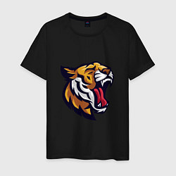 Футболка хлопковая мужская Roar - Tiger, цвет: черный