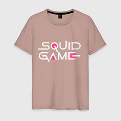 Футболка хлопковая мужская Squid game - Игра в кальмара, цвет: пыльно-розовый