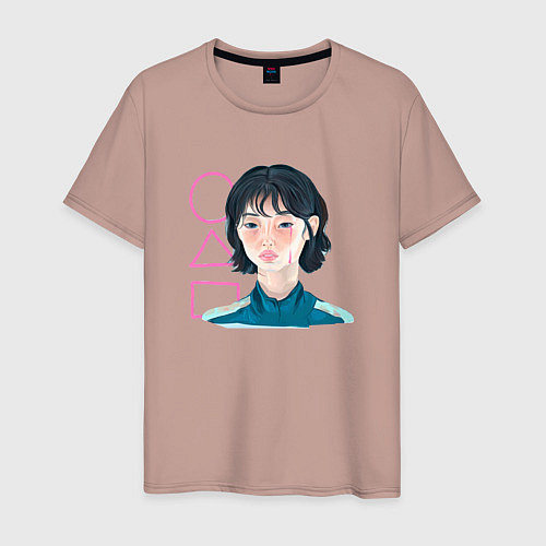 Мужская футболка Игра в кальмара - девушка / Пыльно-розовый – фото 1