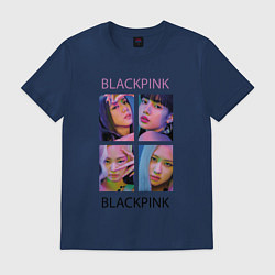 Футболка хлопковая мужская BLACKPINK черно-розовые, цвет: тёмно-синий