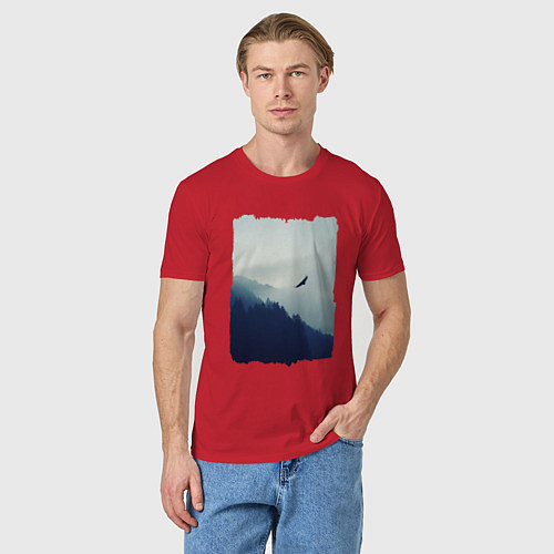 Мужская футболка ОРЁЛ НАД ЛЕСОМ EAGLE / Красный – фото 3