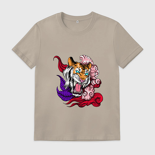 Мужская футболка Тигриный стиль / Миндальный – фото 1