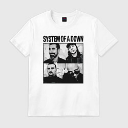 Футболка хлопковая мужская Участники группы System of a Down, цвет: белый
