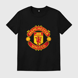 Футболка хлопковая мужская Манчестер Юнайтед логотип, цвет: черный