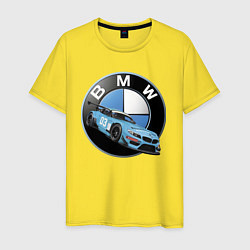 Футболка хлопковая мужская BMW самая престижная марка автомобиля, цвет: желтый