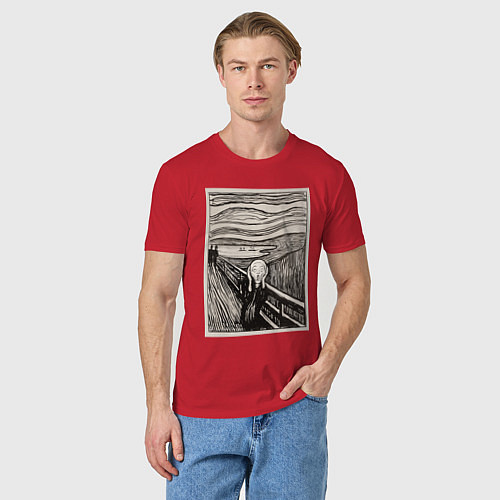 Мужская футболка Эдвард Мунк Крик 1895 / Красный – фото 3