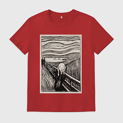 Футболка хлопковая мужская Эдвард Мунк Крик 1895, цвет: красный