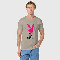 Футболка хлопковая мужская СЕКС ИГРОК PLAYBOY, цвет: миндальный — фото 2