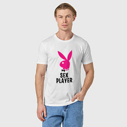 Футболка хлопковая мужская СЕКС ИГРОК PLAYBOY, цвет: белый — фото 2