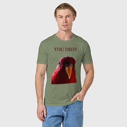 Футболка хлопковая мужская Красный попугай, цвет: авокадо — фото 2