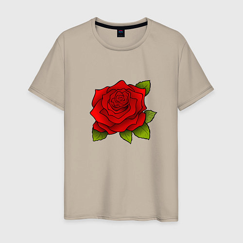 Мужская футболка Красная роза Рисунок / Миндальный – фото 1