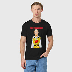 Футболка хлопковая мужская Сайтама безразличие One Punch-Man, цвет: черный — фото 2
