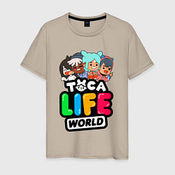 Футболка хлопковая мужская TOCA LIFE WORLD ТОКА ЛАЙФ ВОРЛД ПЕРСОНАЖИ, цвет: миндальный
