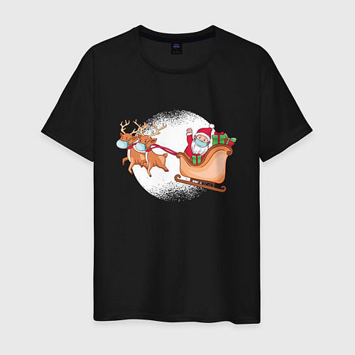 Мужская футболка Санта в маске / Черный – фото 1
