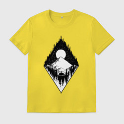 Футболка хлопковая мужская Темный лес,, цвет: желтый