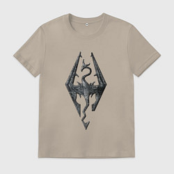 Футболка хлопковая мужская СКАЙРИМ ЛОГО SKYRIM LOGO, цвет: миндальный