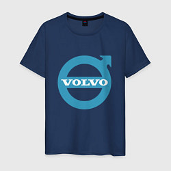 Футболка хлопковая мужская Volvo логотип, цвет: тёмно-синий