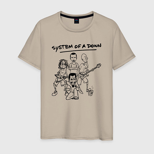 Мужская футболка Арт на группу System of a Down / Миндальный – фото 1