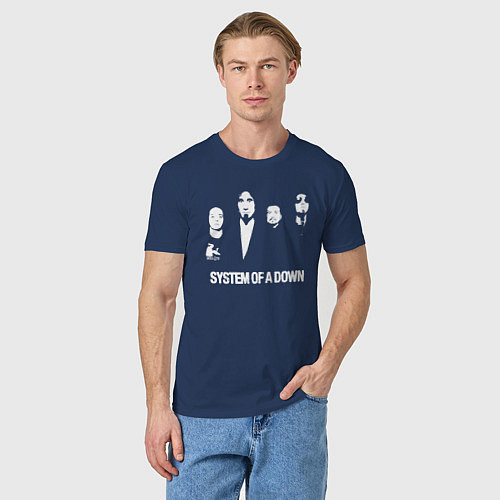 Мужская футболка Состав группы System of a Down / Тёмно-синий – фото 3