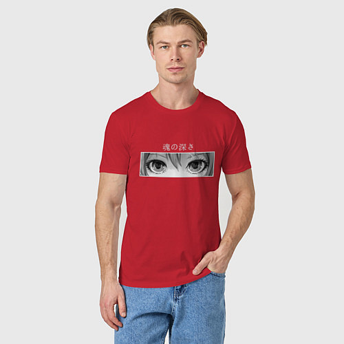 Мужская футболка Аnime LOVELY EYES / Красный – фото 3