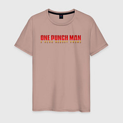 Футболка хлопковая мужская One Punch Man a hero nobody knows, цвет: пыльно-розовый