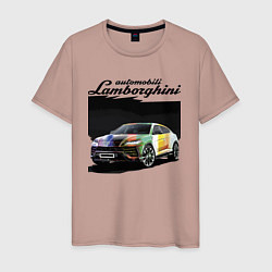 Футболка хлопковая мужская Lamborghini Urus - это очень круто!, цвет: пыльно-розовый