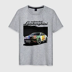 Футболка хлопковая мужская Lamborghini Urus - это очень круто!, цвет: меланж