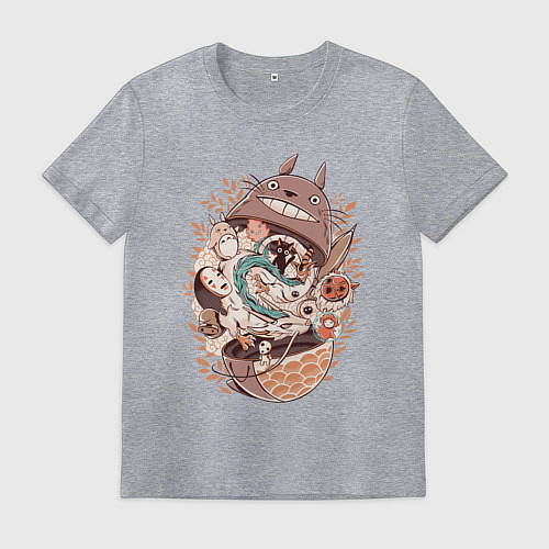 Мужская футболка Тоторо - матрёшка / Меланж – фото 1
