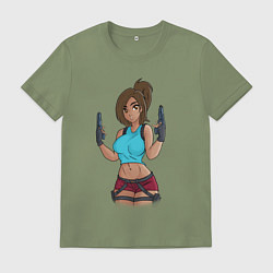 Футболка хлопковая мужская Lara Croft Tomb Raider, цвет: авокадо