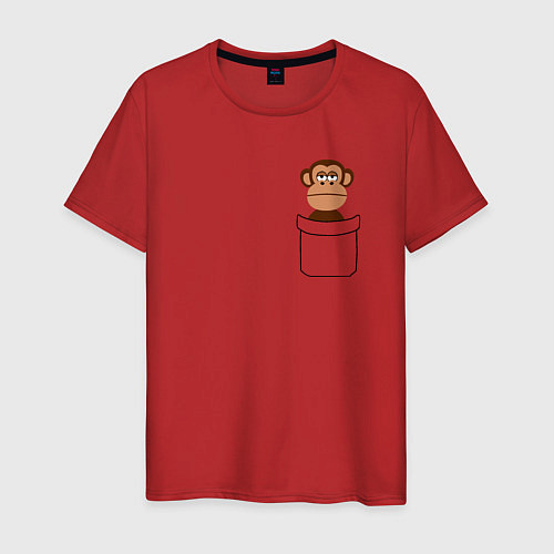 Мужская футболка Мартышка в кармане / Красный – фото 1