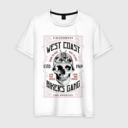 Футболка хлопковая мужская West Coast Bikers Gang, цвет: белый