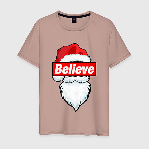 Мужская футболка I Believe In Santa Я Верю В Санту / Пыльно-розовый – фото 1