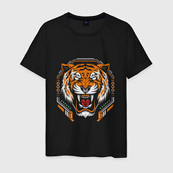 Футболка хлопковая мужская Tiger, цвет: черный