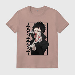 Футболка хлопковая мужская Рюноске Акутагава Великий из бродячих псов, цвет: пыльно-розовый