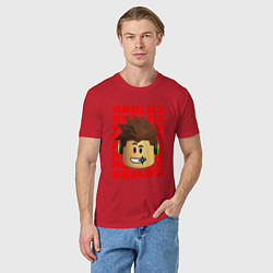 Футболка хлопковая мужская ROBLOX RED LOGO LEGO FACE, цвет: красный — фото 2