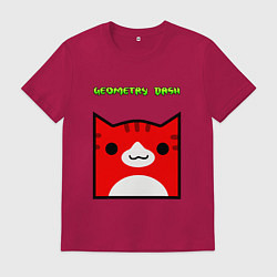 Футболка хлопковая мужская Geometry Dash: Cat Skin, цвет: маджента
